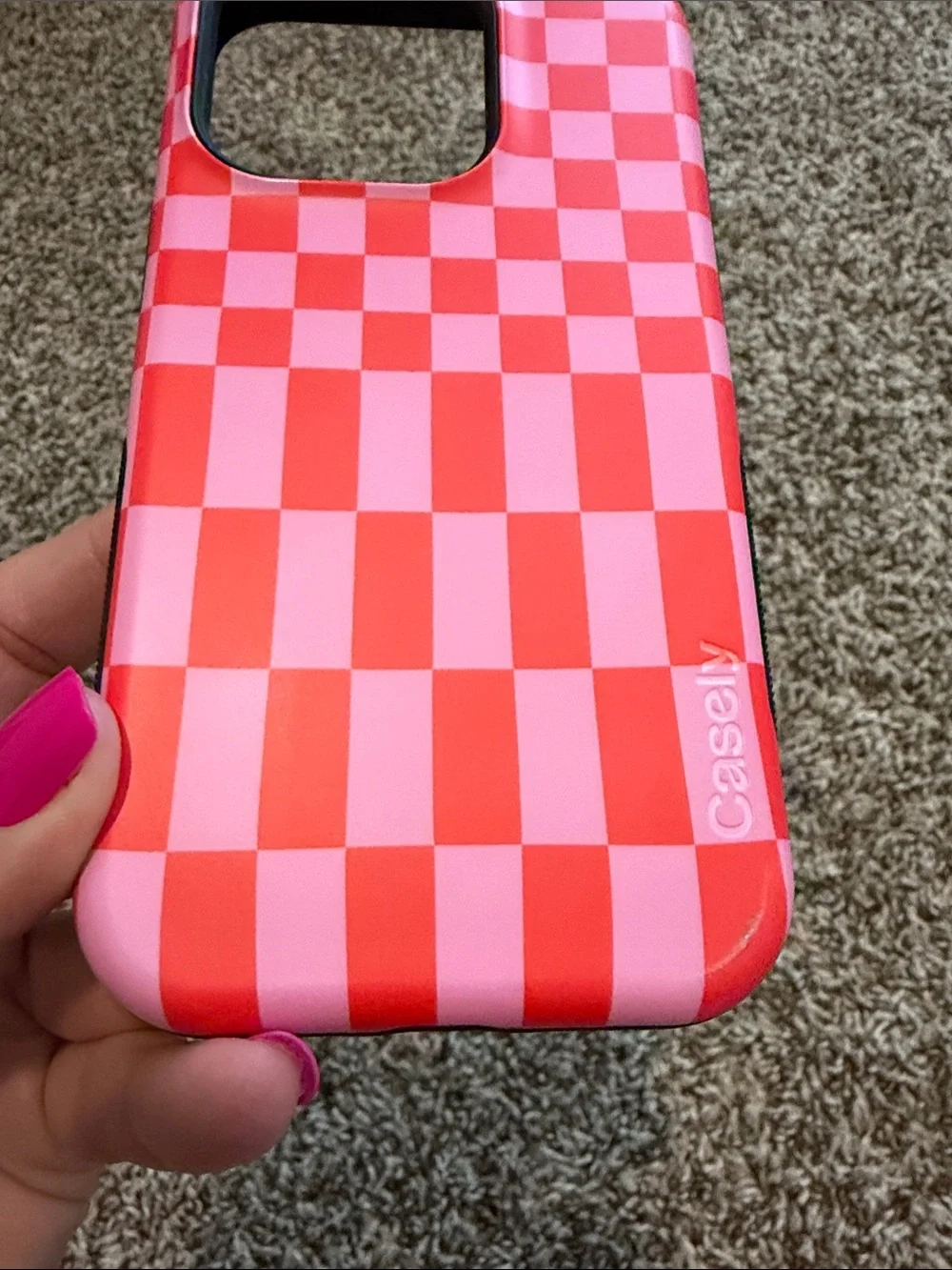 Casely Red & Pink Checkerboard Protective Phone Case